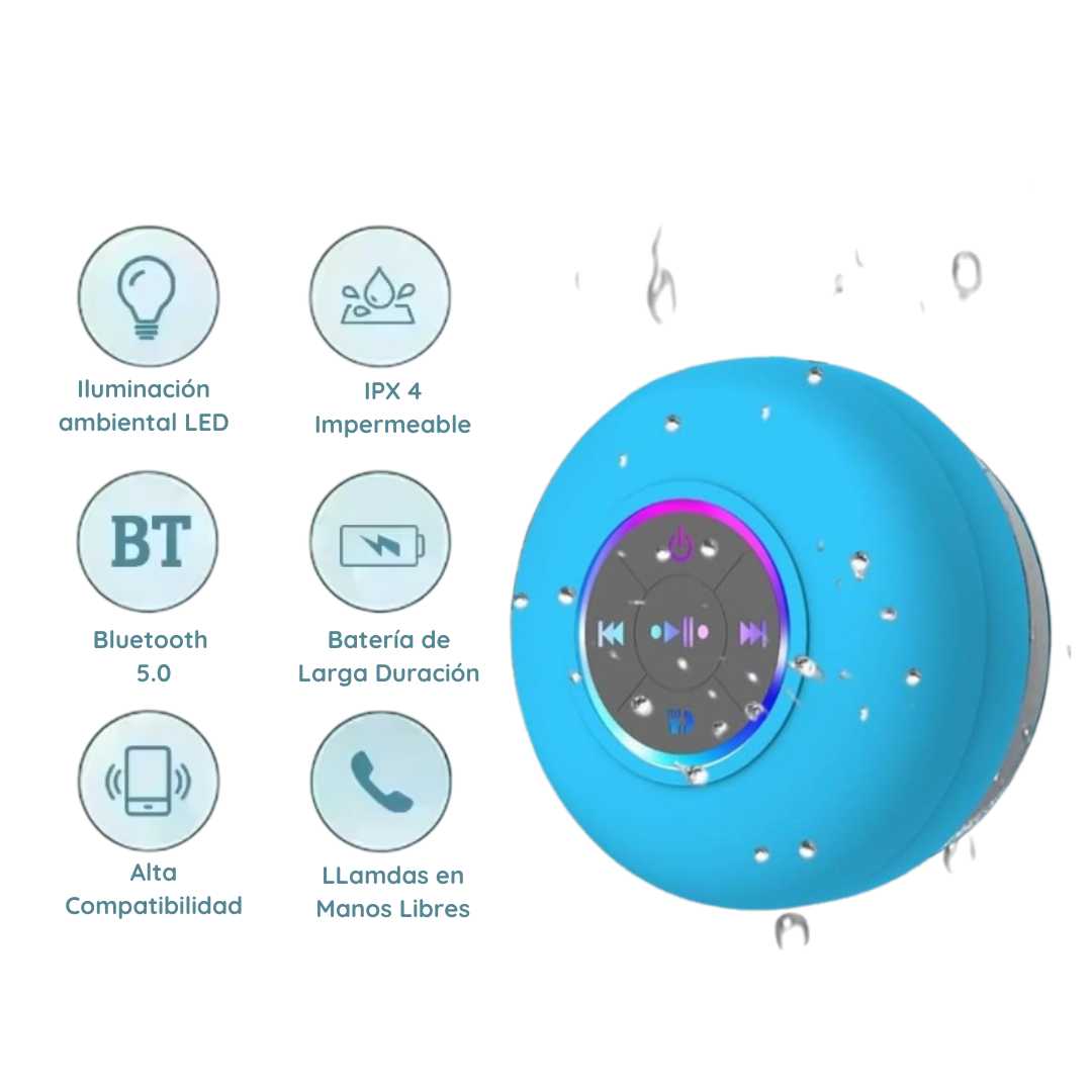 Altavoz Bluetooth Impermeable Con Ventosa